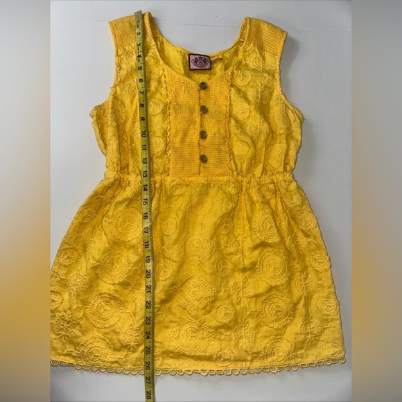 Juicy Couture Womens sz 6  Yellow Linen Sleeveless Embroidered Tunic Top Tank - Picture 2 of 7